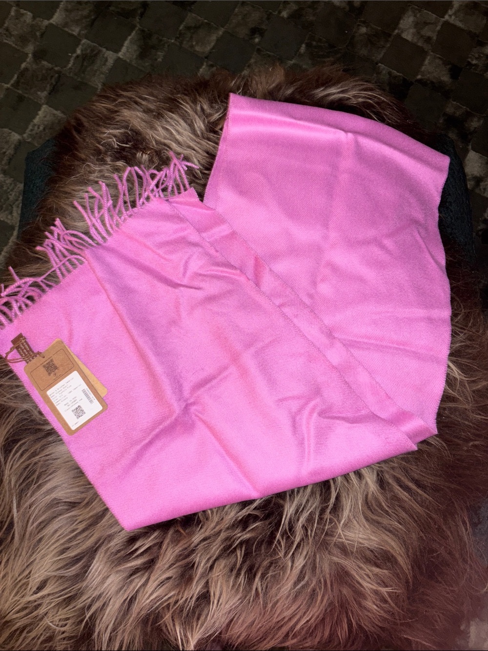 Beautiful pink genuine alpaca scarf/shawl